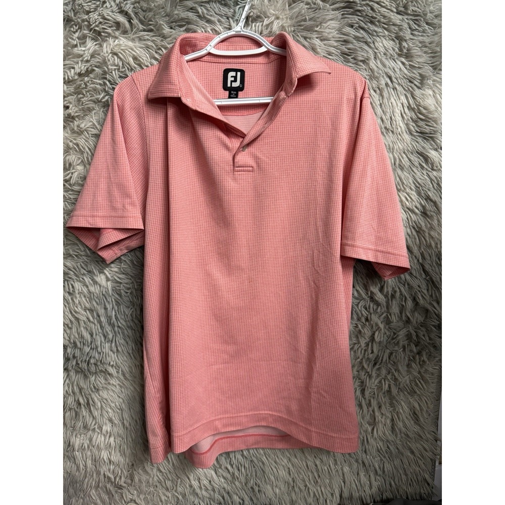 Footjoy Shirt Mens Large Peach  Golfer Preppy‎ Performance Stretch Logo